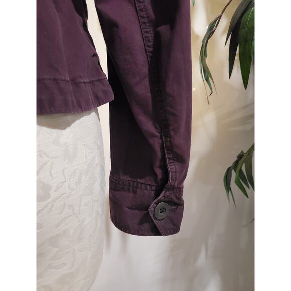 Ann Taylor LOFT Womens Purple Button Twill Blazer Jacket Size 4 Utility Cargo - Picture 6 of 12
